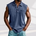 thumbnail image 2 of IROINNID Men's Sleeveless Collared Button Down Tank Top with Chest Pocket Solid Color Casual Summer Shirt Lightweight Breathable Gym Workout Sports Tee, 2 of 6