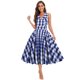 thumbnail image 1 of ICHUANYI Clearance Women's Fashion V-neck Sleeveless Backless Vintage Printed Party Cocktail Dresses Stretchy Dresses(Blue, L) ICHUANYI WER2023081512190, 1 of 9