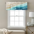 thumbnail image 3 of Teal Blue Beige Beach Valance Curtain for Windows Abstract Gradient Sandy Ocean Waves Rod Pocket Curtain Valances Short Window Treatments Panels for Kitchen Bathroom Laundry Basement 56 x 16 Inch, 3 of 9