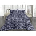 thumbnail image 2 of Ambesonne Ethnic Quilted Bedspread Set 3 Pcs, Folk Art Ikat Pattern Zigzag, King, Navy Blue and Eggshell, 2 of 4