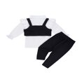 thumbnail image 3 of Kids Baby Girl Clothes Set Long Sleeve Shirt +Short Tank Vest + Trousers Spring Fall 3pcs Outfits, 3 of 9