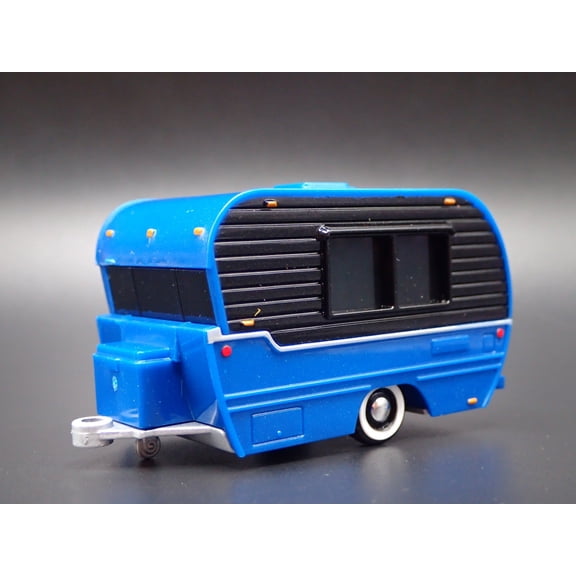 Open Box CLASSIC CRAFT TRAVEL TRAILER W/ HITCH BLUE 1:64 SCALE COLLECTIBLE MODEL CAMPER