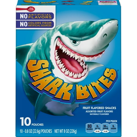 Shark Bites Fruit Flavored Snacks Assorted Flavors 10 ct 8 oz
