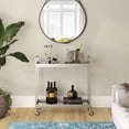 thumbnail image 3 of Evelyn&Zoe Industrial 33" Wide Satin Nickel Bar Cart, 3 of 7