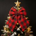 thumbnail image 3 of 1 PC Red Black White Plaid Christmas Bow, 11.81 x 9.84 Inch Wired Ribbon Bow for Tree, Wreath, Mantel, Door, Garland & Holiday Decor, 3 of 7