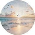thumbnail image 3 of Ocean Coastal Sunset Round Fitted Table Cloths, Hawaii Tropical Seaside Bird Elastic Edge Washable Spill Proof Table Cover, for Kitchen Dining Tabletop Decoration, Fit for 52" Table, 3 of 6