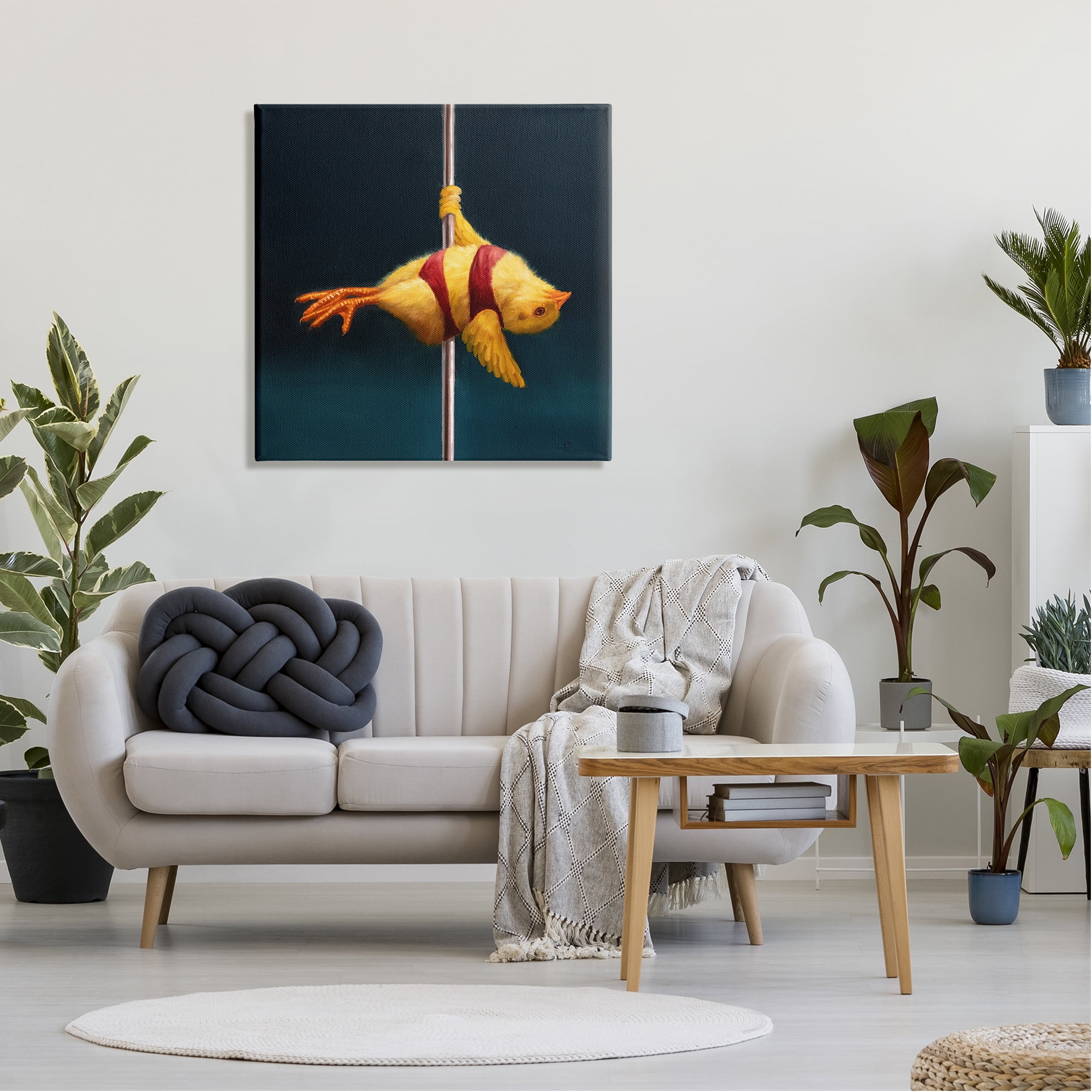 Stupell Industries Pole Dancing Chick Animals & Insects Painting Gallery Wrapped Canvas Art Print Wall Art, 30 x 30
