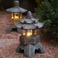 thumbnail image 5 of Garden Accessory Ornament Solar Powered Resin Pagoda Lantern Palace Lanterns Tower Statue Solar Lamp Garden Decor C, 5 of 5