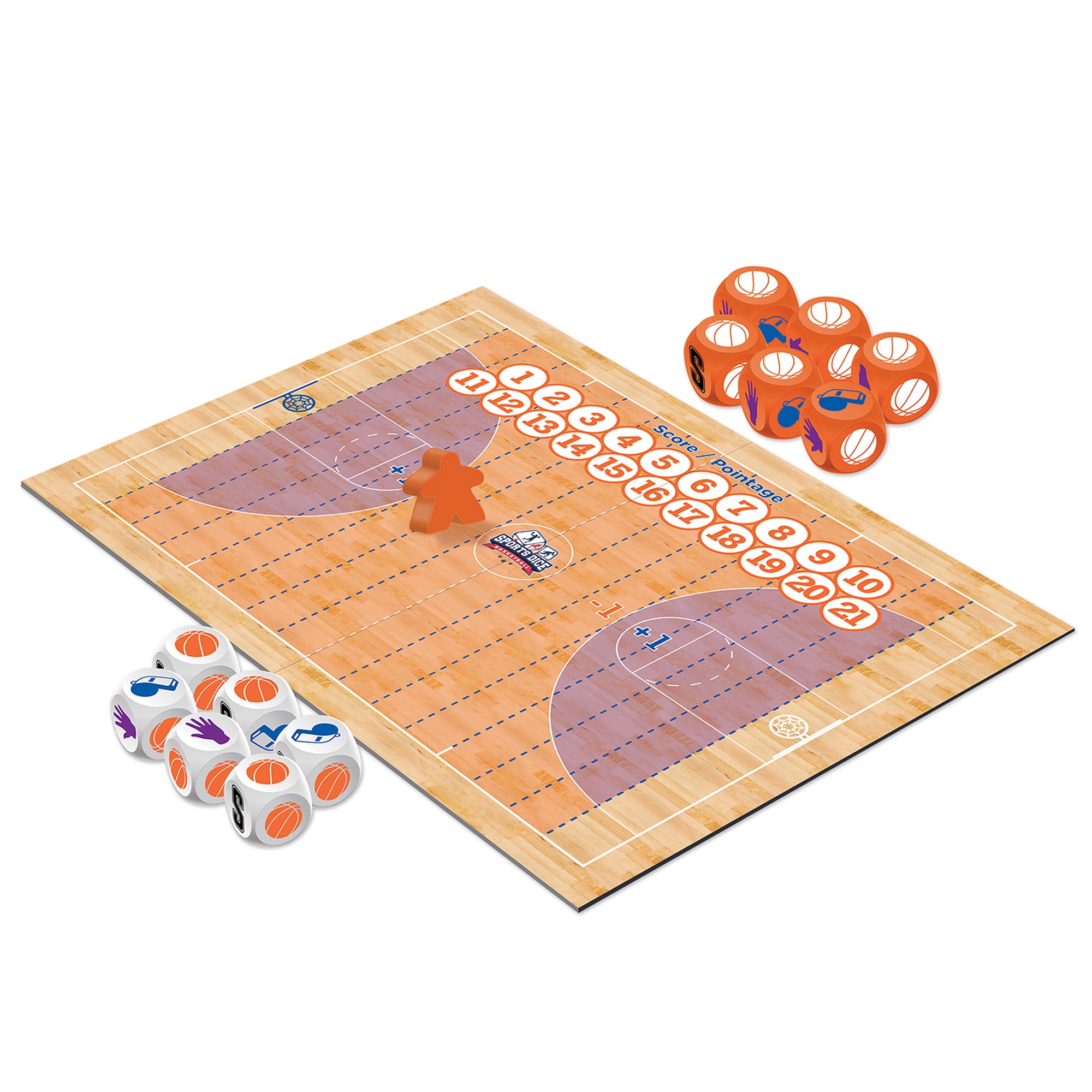 FoxMind Games: Sports Dice Basketball - Throw The Ball On Net & Dunk To Win, Rolling Board Game, Fun & Easy To Learn, Family-Kids Ages 8+ 2-4 Players