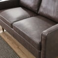 thumbnail image 3 of Loveseat Sofa, Brown, Leather, Modern Contemporary, Mid Century Living Hotel Lounge Cafe Lobby, 3 of 8