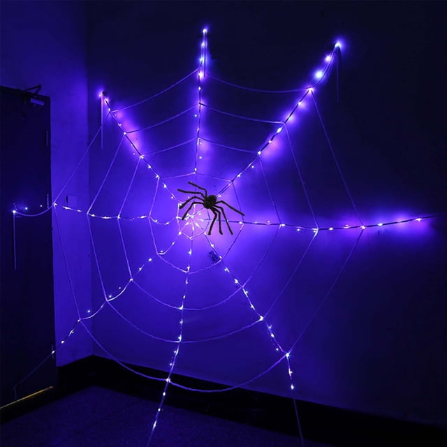 Luces de Halloween Horror Halloween Web LED Modos de iluminación Festival de Halloween Tema Decoración Prop 12 pies, para decoraciones de Halloween Interior Exterior Patio Jardín Fiesta 11.8 pulgadas