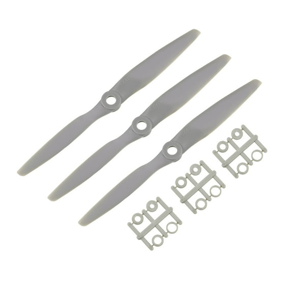 Hélices RC CW 6x4 Pulgadas 2-Palas para Avión Nylon Gris 3Pcs con Anillos Adaptadores