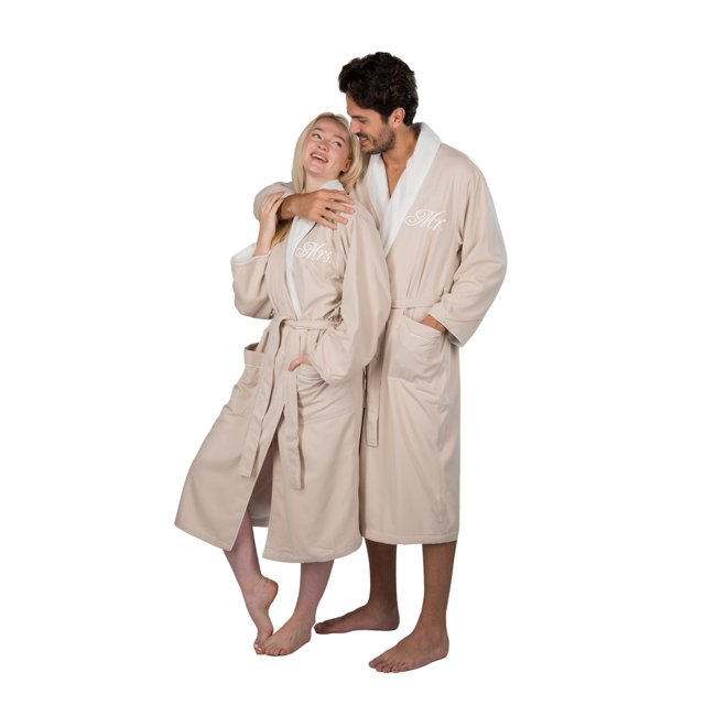 Mr and Mrs Gabardine Bathrobes Luxury Couples Robes Set Includes a