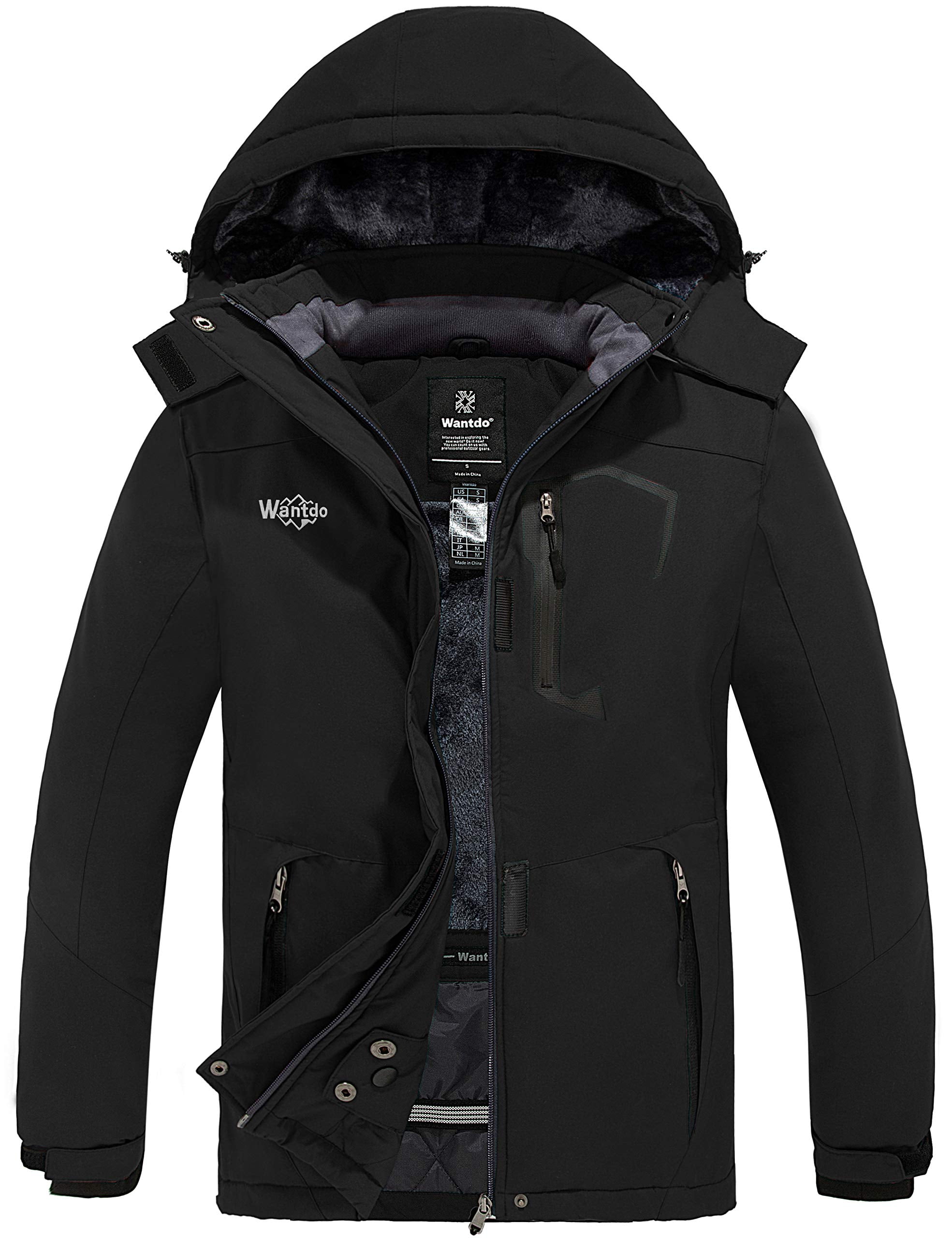 Wantdo Men's Waterproof Snowboarding Jacket Windproof Ski Jackets Winter Snow Coats Warm Fleece Raincoats