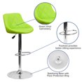thumbnail image 2 of Contemporary Green Vinyl Bucket Seat Adjustable Height Barstool with Diamond Pattern Back and Chrome Base, 2 of 9
