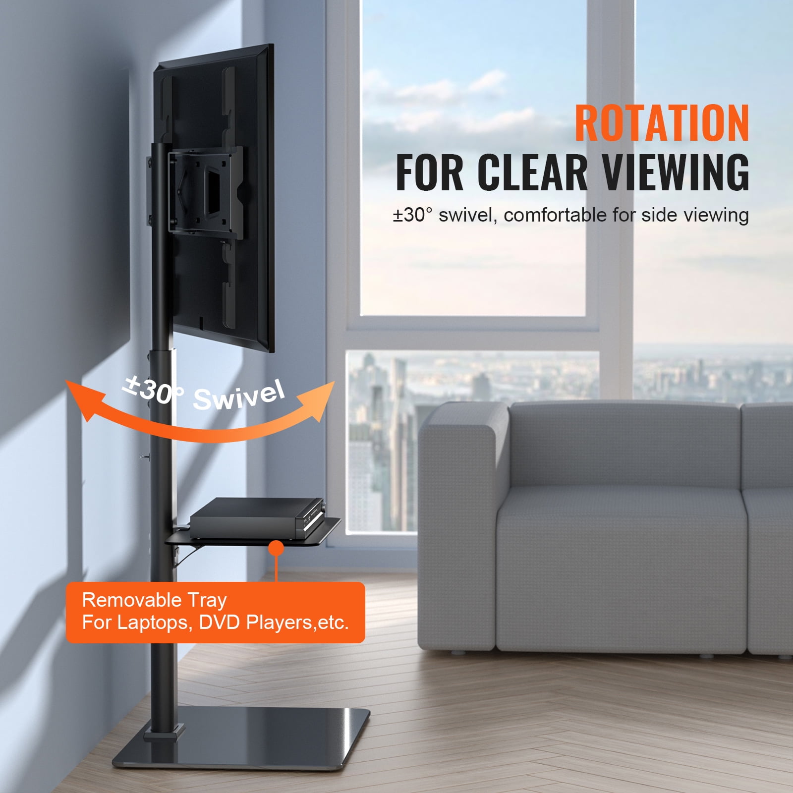 SKYSHALO TV Stand Mount, Swivel Tall TV Stand for 32 to 65 inch
