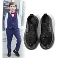 thumbnail image 2 of Cyiecw Boys Girls Lace-up Oxfords Brogue Wingtip Shiny Sequin School Uniform Dress Shoes for Wedding Birthday Performance, 2 of 6