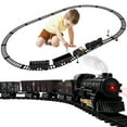 thumbnail image 3 of Train Set for Boys, Metal Alloy Electric Trains w/Steam Locomotive, Cargo Cars & Tracks, Train Toys w/Smoke, Sounds & Lights, Christmas Toys Gifts for 3+ Years Old Kids, 3 of 9