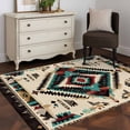 thumbnail image 3 of Boho Red Teal Brown Area Rug 4x6 FT, Non Slip Kids Room Carpet, Southwestern Country Geometric Washable Soft Floor Carpet Non-Shedding Throw Rug for Dorm Kitchen Study Room Home Office Bedside, 3 of 9