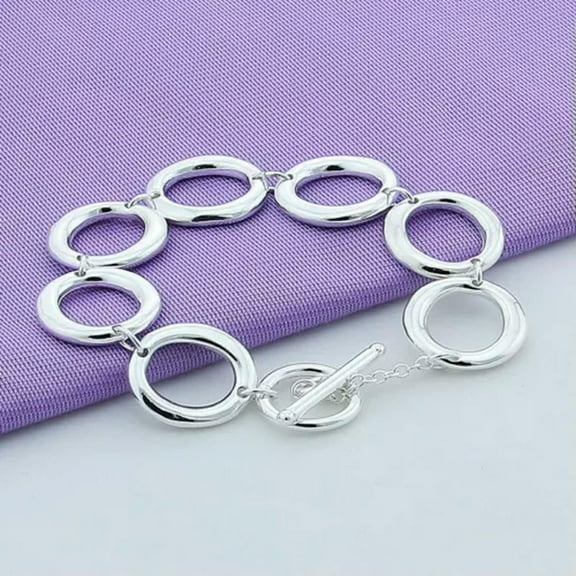 K-KED Fashion 925 Silver Romantic Big Round Chain O Shape Bracelet Chain Gift