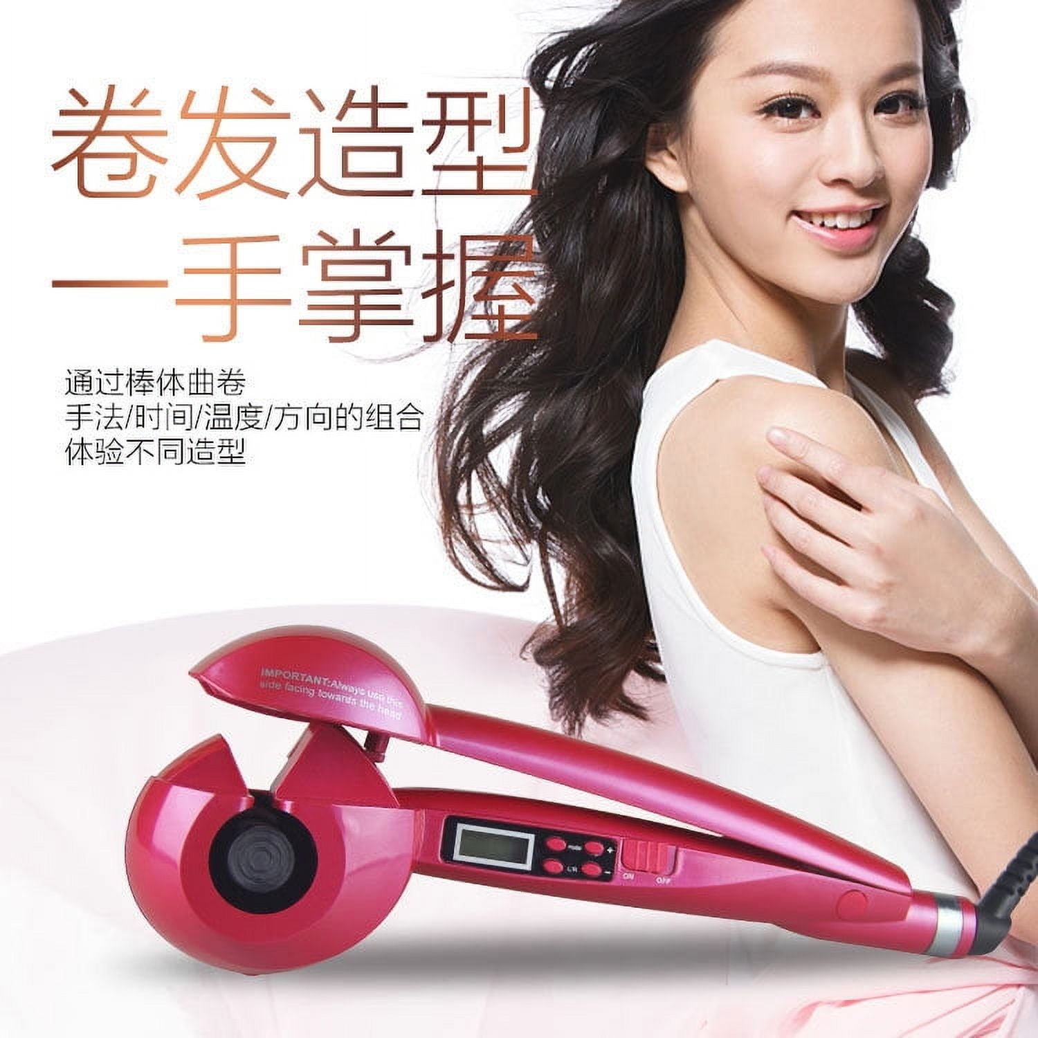 Rechargeable Auto-Rotate Curling Iron Cordless - 6 Temp & Smart Sensor, Ceramic-Tourmaline Barrel for Salon Waves with LCD Display