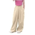 thumbnail image 2 of Fashion Girls Summer Ice Silk Loose Thin Pants Elastic Summer Thin Wide Leg Pants Mosquito Proof Pants White Sweatpants Girls Cargos for Girls 10-12, 2 of 3