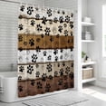 thumbnail image 5 of Brown Beige Farmhouse Shower Curtain Set - Small 36" x 72" Washable Bathtub Curtain with 12 Hooks, Black Dog Paw Vintage Wooden Waterproof Fabric Stall Shower Curtains for Bathroom/Bathtub Décor, 5 of 6
