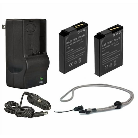 Nikon S610 High Capacity Batteries (2 Units)   AC/DC Travel Charger   Krusell Multidapt Neck Strap (Black Finish)