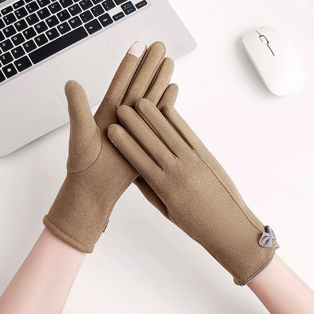 Sentmoon Up to 40% off Warm Gloves And Winter Plus Velvet Thick Wool Mouth Outdoor Riding Driving Sports Screen German Velvet Gloves Women Sales Items for the Day