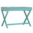thumbnail image 4 of Weston Home Wood X-Base Campaign Writing Desk with Drawers, Marine Green, 4 of 7