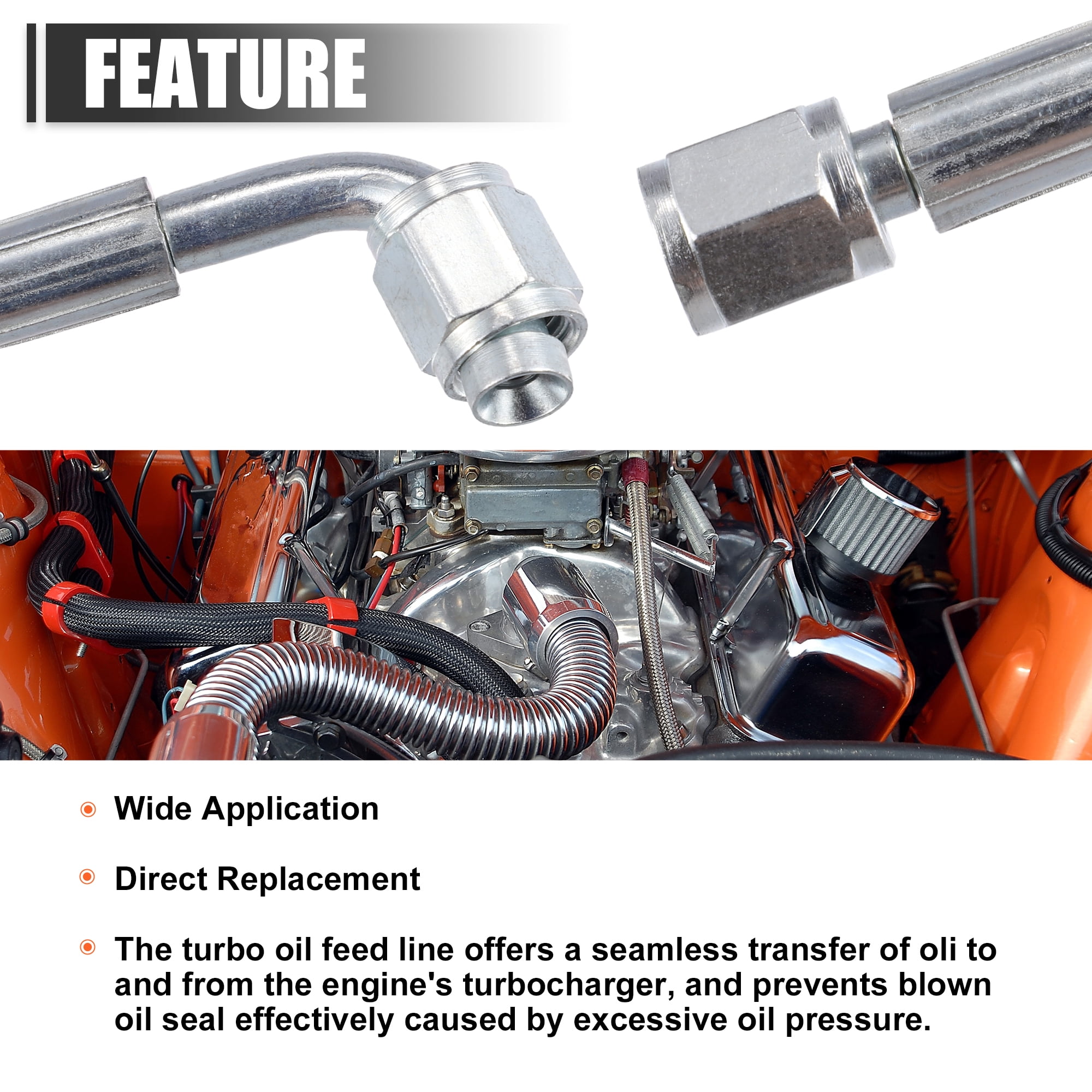 Unique Bargains 4AN Turbo Oil Feed Line Braided AN4 90 Degree Hose End 36"