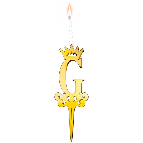 Gold Glitter Letter G - Luxury Cake Topper Candle for Birthdays, Weddings & Anniversaries - Reusable Food Safe Acrylic, Shiny Mirror Finish - Happy Birthday Cake Topper Décor