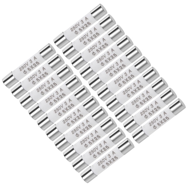 Fusible de cartucho automotriz 3A 250V 5x25mm de acción rápida para reemplazo de audio de estéreo de automóvil, alarma, amplificador, cerámica, 20 piezas