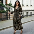 thumbnail image 4 of FKELYI Black Polynesian Flower Print Long Sleeve Maxi Dress for Women V-Neck Soft Casual Dress Flowy A-Line Dresses with Side Pockets for Party Wedding, L, 4 of 6