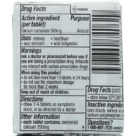 TUMS Regular Strength Antacid Chewable Tablets, Peppermint 36 ea (Pack of 6)