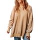 thumbnail image 2 of Sudadera SHEWIN casual de forro polar con cuello redondo para mujer, color caqui, 2 of 7