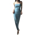 thumbnail image 4 of Vestido maxi sin tirantes para mujer con hombros descubiertos, vestido largo sin mangas, vestido de fiesta bandeau sin espalda, 4 of 5