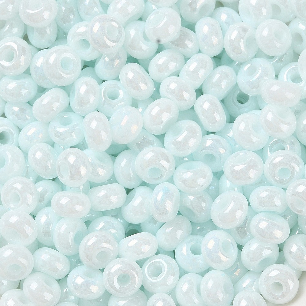 1pound Glass Seed Beads Opaque Colours Luster Round Azure 5~5.5x3~3.5mm Hole: 1.5~1.6mm about 3488pcs/pound