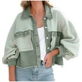 thumbnail image 2 of Leesechin Women's Basic Button Down Stretch Fitted Long Sleeves Denim Jean Jacket, 2 of 9