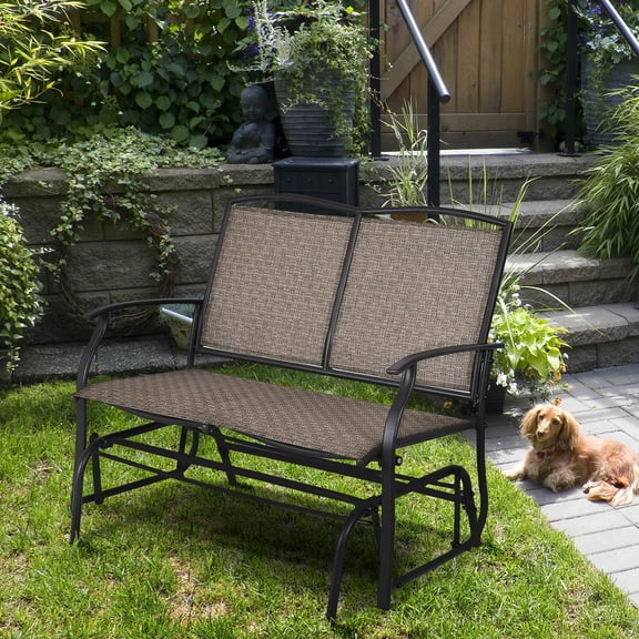 Patiojoy Powder Coated Steel Outdoor Glider Bench - Brown