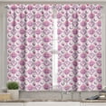 thumbnail image 2 of Ambesonne Cartoon Valance & Curtain, Checkered Pattern Owls Art, 55"x36", Purple and Pink, 2 of 6