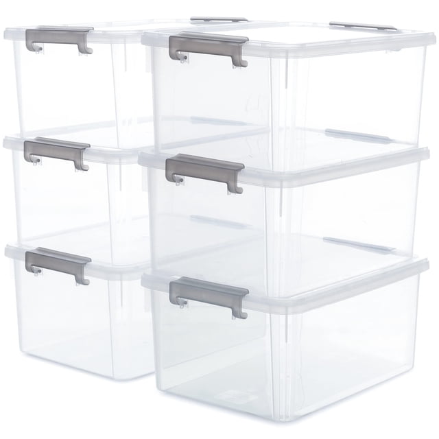 Contenedores de almacenamiento Citylife, paquete de 6, 17 QT, transparentes y apilables