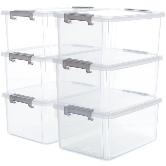 Contenedores de almacenamiento Citylife, paquete de 6, 17 QT, transparentes y apilables