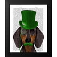 thumbnail image 2 of Fab Funky 15x18 Black Modern Framed Museum Art Print Titled - Dachshund with Green Top Hat Black Tan, 2 of 5