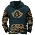 thumbnail image 2 of Men Western Hoodies Pullover,Mens Hoodies Pullover Lightweight Western Aztec Ethnic Hooded Sweatshrits Casual Slim Ethnic Print Graphic Hoodie, 2 of 3