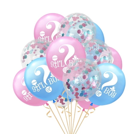 BESTSKY 15pcs 12inch Girl or Boy Balloon Gender Reveal Party Supplies Creative Decorations Latex Balloons (5 Blue Balloon   5 Pink Balloon   5 Mixed Color Sequins Balloon)