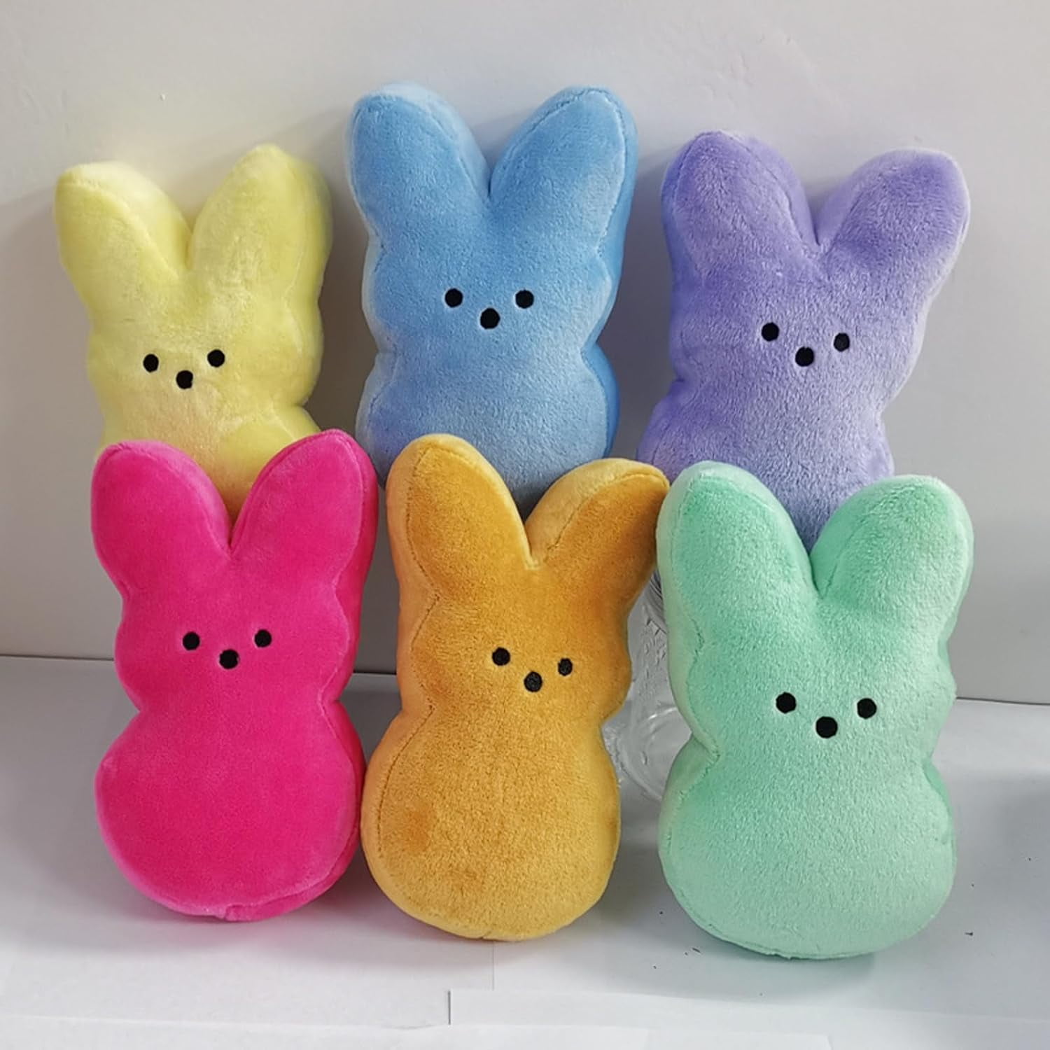 Guvpev Easter Bunny Peep 10" Plush Collectible, Soft & Huggable Bunny Stuffed Animal Easter Decorations Doll, Easter Basket Stuffers Gifts for Boys & Girls