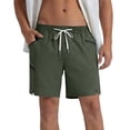 thumbnail image 5 of KIHOUT Men's Solid Quick-Dry Casual Shorts - 95% Polyester 5% Spandex, Drawstring Elastic Waist, Zipper Pockets for All-Season Wear, 5 of 7