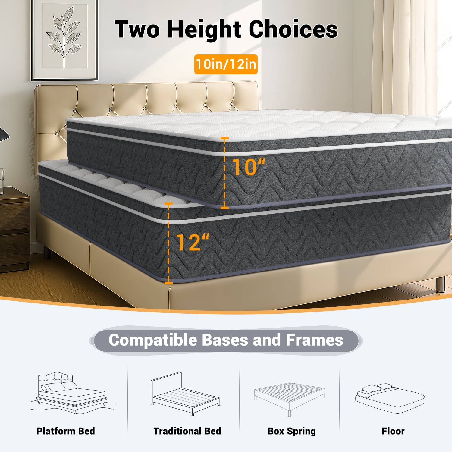 Full Size Mattress, Homasen 10 inch Tight Top Memory Foam with Pressure Relief and Motion Isolation, Medium Full Size Mattresses in a Box