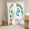 thumbnail image 3 of Feelyou Blue Ocean Dolphin Black Out Curtains for Child, Kawaii Hippo Elephant Curtains Pack of 2 (42x63 Each), Jungle Animal Party Bedroom Curtains, Curtains and Drapes Decor, 3 of 6